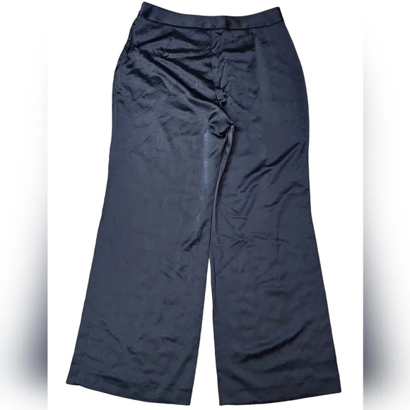 ANTONIO MELANI Satin Black Wide Leg Trousers - Picture 2 of 12